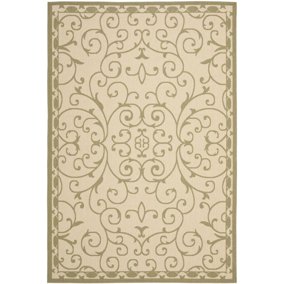 Courtyard Collection 6'7" x 9'6" Cream / Green CYS6888 Indoor/ Outdoor Non-Sh... - Image 1 of 1