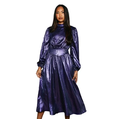 Principles  Vestido Midi Metalizado para Mujer (DH7870) - Imagen 1 de 4