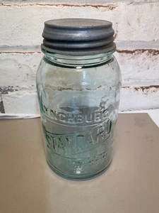 Rare Lynchburg Standard Mason Fruit Jar With Lid - Nice Old Collectible - Picture 1 of 5
