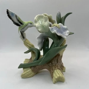 Vintage Porcelain Hummingbird and Iris Figurine - Picture 1 of 16