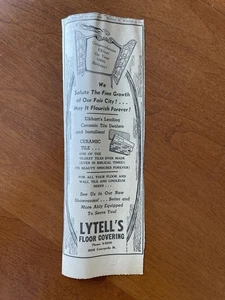 Lytell’s Floor Covering 1958 Newspaper Ad Clipping Elkhart Indiana - Picture 1 of 5