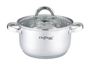 Kochtopf Topf Ø20cm Edelstahl mit Glasdeckel 3,9L Induktion Cheffinger CF-SS20 - Bild 1 von 6