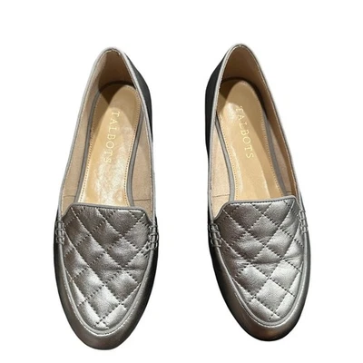 Talbots Metallic Silver Quilted Leather Slip On Loafers Flats Shoes - Size 6M - Image 1 of 4
