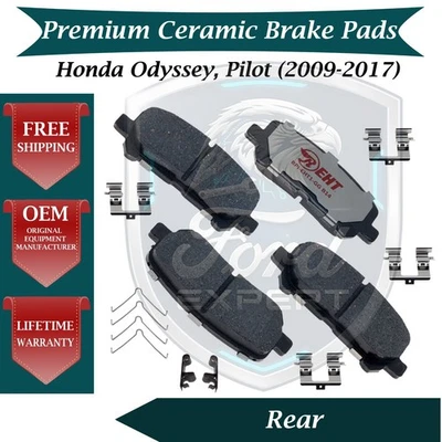 Kit de pastilhas de freio traseiras de cerâmica original premium para 2009-2017 Honda garantia vitalícia - Imagem 1 de 4