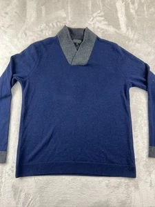 Rag & Bone Men's Blue Gray Pure Wool Shawl Neck Long Sleeve Sweater Size L - Picture 1 of 12