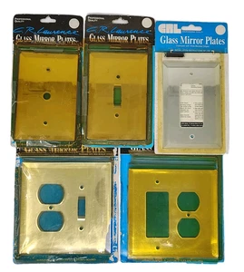Vintage abgeschrägtes Glas Spiegel Schalter Platte Abdeckung Steckdose Decora Combo TV Kabel Posten 5 - Bild 1 von 5