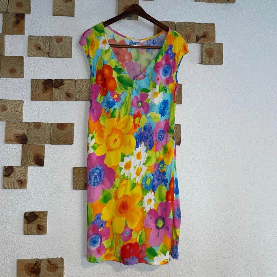 Jams World Hawaiian Shift Dress Womens Small V-neck Tropical Colorful Beach - Image 1 of 4