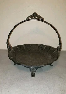 Vintage James W. Tufts Koi Fish #2741 Quadruple Plate Footed Bridal Basket - Picture 1 of 11