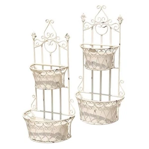 Zaer Ltd. International London 1820 Large Antique White Metal Wall Mounted Plant - Picture 1 of 5