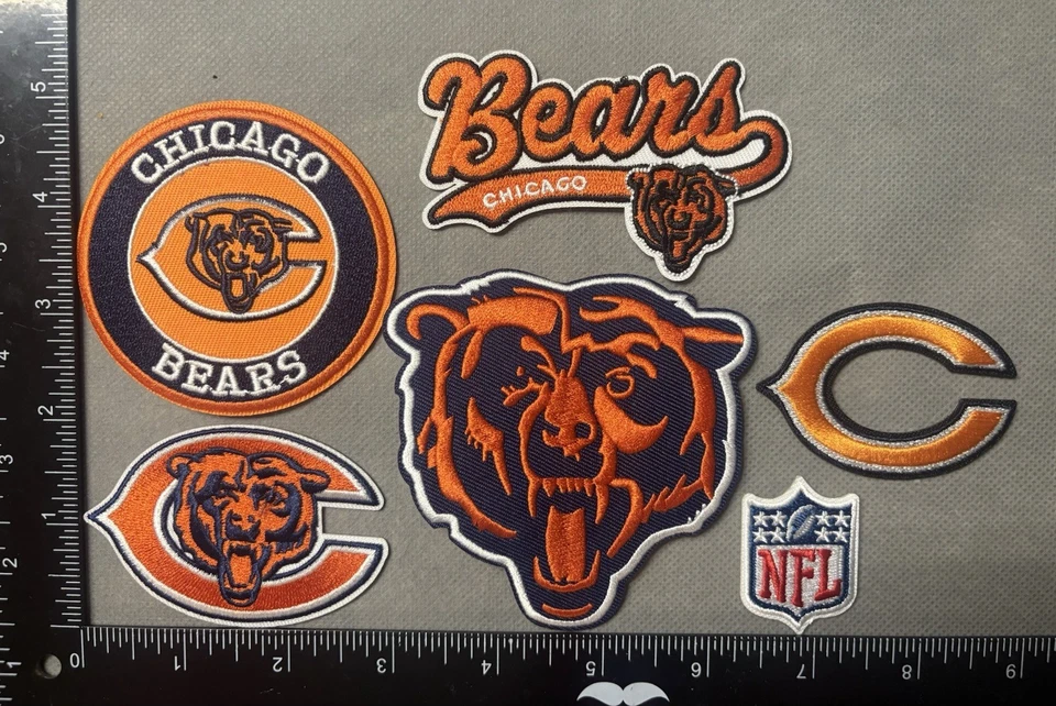 LOT OF 6 CHICAGO BEARS IRON ON EMBROIDERED PATCH - Image 1 of 1