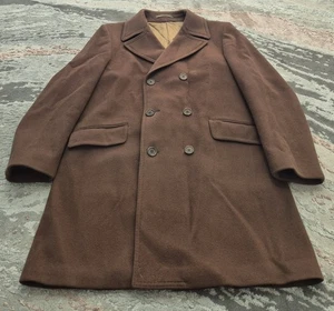ABRIGO CROMBIE UK 42 Doble Pecho Lana Marrón Chaqueta Inglaterra Weir Rhodes  - Imagen 1 de 9