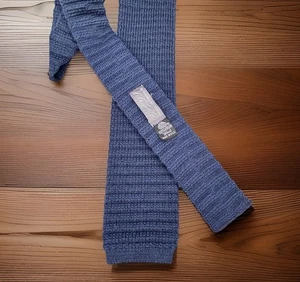 Vintage Lord & Taylor Necktie Navy Blue 100% Wool Knit Square SkinnyTie USA - Picture 1 of 8