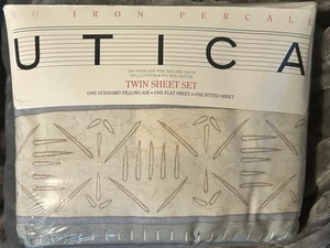 Utica 3 pc Twin Sheet Set Kontiki Percale USA Vtg Deadstock Tiki Tropical - Picture 1 of 6