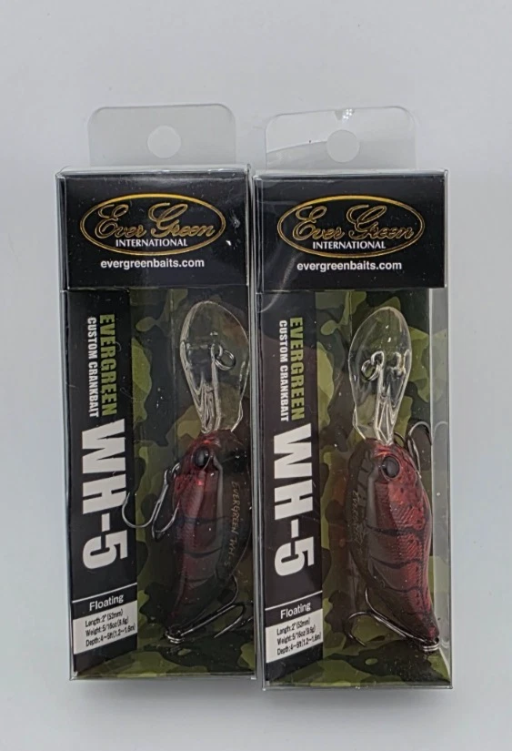 (2) Lote de 2 señuelos de pesca Evergreen WH-5 Crankbait - Ghost Red Craw Foto 1 de 1