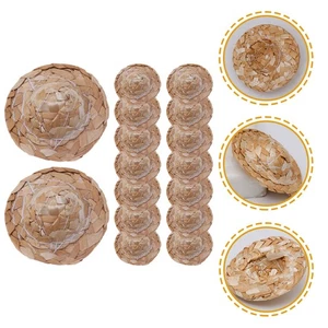 16 pezzi piccoli cappelli di paglia intrecciati oggetti di scena bambola decorativa cappelli di paglia oggetti di scena fotografici - Foto 1 di 10