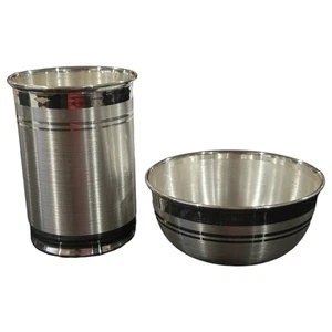 999 Pure Silver Hallmarked 250ml Glass & 180ml Bowl Set - Designer Set#02 - Picture 1 of 8