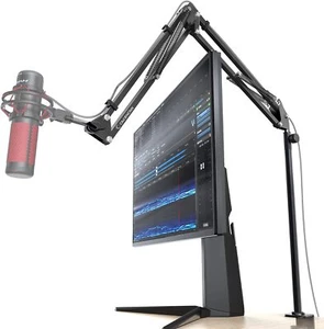 360ยฐ Rotatable Microphone Stand with Desk Mount, Foldable Desk Mic Arm with 3/8' - Picture 1 of 7