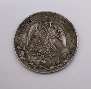 Moneda de Plata 1877 8 Reales España México Casa de la Moneda México Antiguo Barco Pirata - Imagen 1 de 4