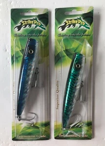 STRIKE PRO Cigar Darter Popper 5 1/8" 1 3/8 oz. (2 lures) Blue & Green Mack - Picture 1 of 1