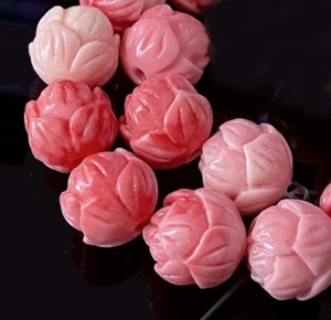 10 mm Rosa Cáscara Flor de Loto Redonda Hágalo usted mismo Yoga Cuentas Budistas Gigante Escaneado (15 Piezas) - Imagen 1 de 5
