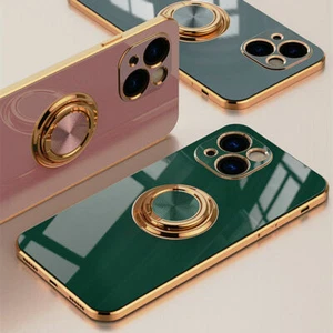 Case For iPhone 13 14 Pro Max 12 11 XR XS Magnetic Shockproof Holder Ring Cover - Picture 1 of 18