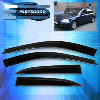 For 96-00 Honda Civic EK EJ 4DR JDM TapeOn Sun Rain Window Visor Guard Deflector Foto 1 de 4
