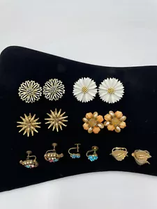 7 Pr Vintage Earrings Trifari Hong Kong Coro Giovanni Hollycraft Clip Screw Back - Picture 1 of 4