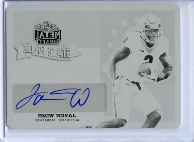 2018 Leaf Metal Draft Javon Wims State Pride Autograph Printing Plate 1 of 1 - Image 1 of 2