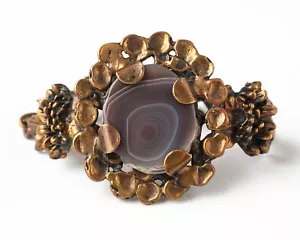 Pentti Sarpaneva Finnland - Vintage brutalistisches Bronze-Achat-Armband - signiert - Bild 1 von 7