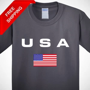USA Flag Kids T-Shirt American Patriotic 100% Cotton New Short Sleeve Tee Shirt - Picture 1 of 13