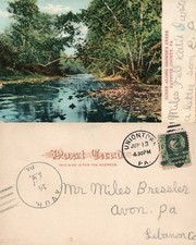 FAYETTE COUNTY PA GEORGE'S CREEK 1907 UNDIVIDED ANTIQUE POSTCARD w/ CORK CANCEL