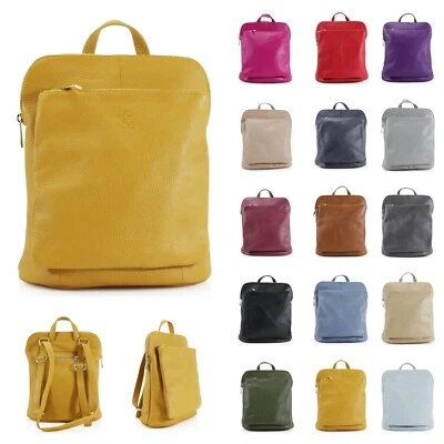 FASHIONATORS NEW Women Genuine Leather Italian Medium Backpack School Travel Shoulder Bags UK
