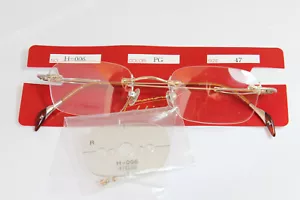 YAMANOUCHI HIDE H-006 PG Vintage Eyeglasses Rimless Lightweight TITANIUM Rare - Picture 1 of 12