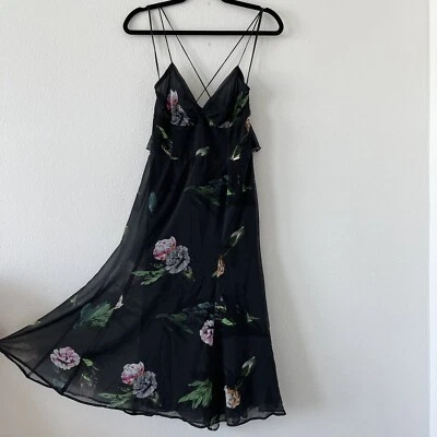 Vestido Marciano Floral de Fiesta/Cóctel Talla XS Verde Oscuro Correa de Espagueti Volantes Nuevo con Etiquetas Foto 1 de 4