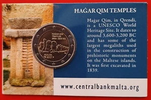 2017 Malta 2 Euro Tempelanlage Hagar Qim mit Mzz Prähistorische Stätte Coincard - Bild 1 von 2