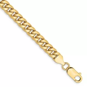 10k Yellow Gold 6mm Semi-Solid Miami Cuban Chain Bracelet 6.16g Gift for Her - Picture 1 of 5