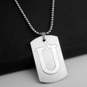 Stainless Steel Initial Pendant Necklace Alphabet Letter U. - Picture 1 of 1