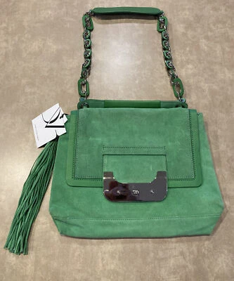 DIANE VON FURSTENBERG ~ Harper Daybag, gamuza, verde césped, ¡NUEVO CON ETIQUETAS! Foto 1 de 4