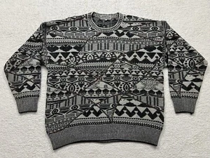 90s Mondo Di Marco Italian Large 52 Mens Wool Sweater, Hip Hop Crosby - Picture 1 of 9