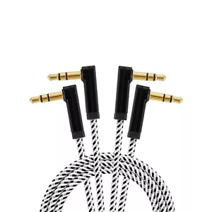 CableCreation 2Pk 1.5FT 3.5mm Audio Cable 90 Degree 3.5mm Male to Male Black - Picture 1 of 7