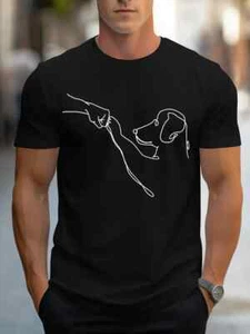 T-shirt uomo casual moda stampa cane manica corta, comoda versatile - Foto 1 di 6
