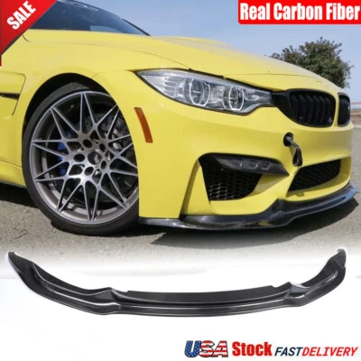  For BMW F80 M3 F82 F83 M4 2014-19 Real Carbon Front Bumper Lip Spoiler Splitter - Image 1 of 4