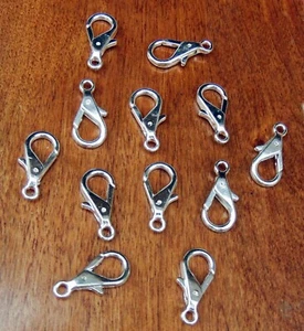 12 Large Silver Plated Lobster Clasps 29mm Brass FINDINGS 1"+ No Nickel /Lead - Picture 1 of 4
