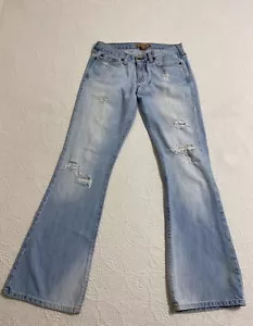 Abercrombie & Fitch Womens Jeans 100% Cotton Flare Size 4R Ripped Faded#2340 - Picture 1 of 10