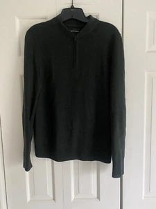 Club Monaco Deep Green Merino Wool Knit Men's 1/4 Zip Sweater XS - Picture 1 of 4