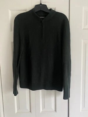 Club Monaco Deep Green Merino Wool Knit Men's 1/4 Zip Sweater XS - Image 1 of 4