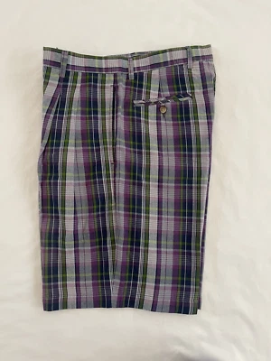 Pantalones cortos a cuadros Greg Norman púrpura/verde Foto 1 de 4
