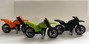 Lot Of 3 Lego Mini Figures Minifigures Motorbikes Dirt Bikes Green Black Orange - Bild 1 von 4
