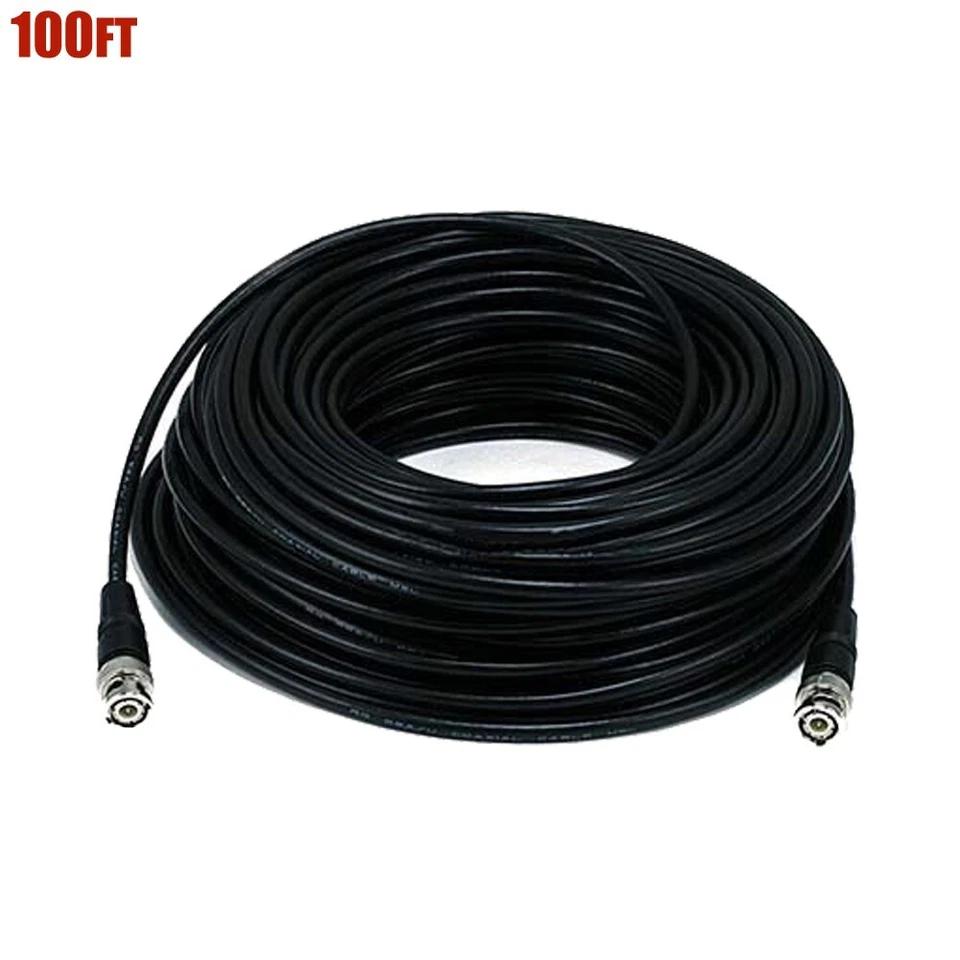 100FT RG58 BNC Male to Male Twist On Connector Coax Coaxial Cable Braided 50 Ohm - Image 1 of 2