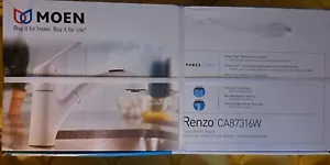 Moen Renzo CA87316W Glacier 1-Handle Deck-Mount Pull-Out Handle Kitchen Faucet - Picture 1 of 4